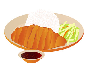fried chicken rice vector image