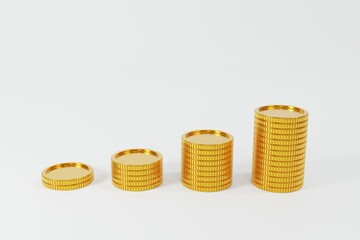 3d render golden coins on white background.illustration