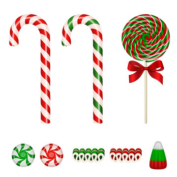 set of isolated christmas candies