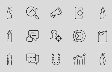 Marketing Icons Set, SEO, Advertising, Business Icons, Management, Analytics Editable Barcode, Thin Icons Isolated