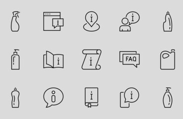 Information A set of Icons on the topic Help Desk, Vector Icons, contains icons such as Information Center, Information directory, Instructions. Editable stroke. Isolated