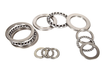 group ball bearings on a white background