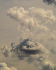 Bizarre clouds in gray sky after rain