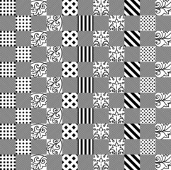 Fashionable green square pattern. Decorative elements for print on fabric. Vegetative and geometric design for designers. Clipart ornament in pastel colors.