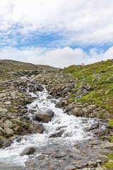 Waterfall at a mountainside in high country