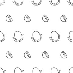 Simple seamless pattern of papaya fruit black line art cartoon style illustration background template vector
