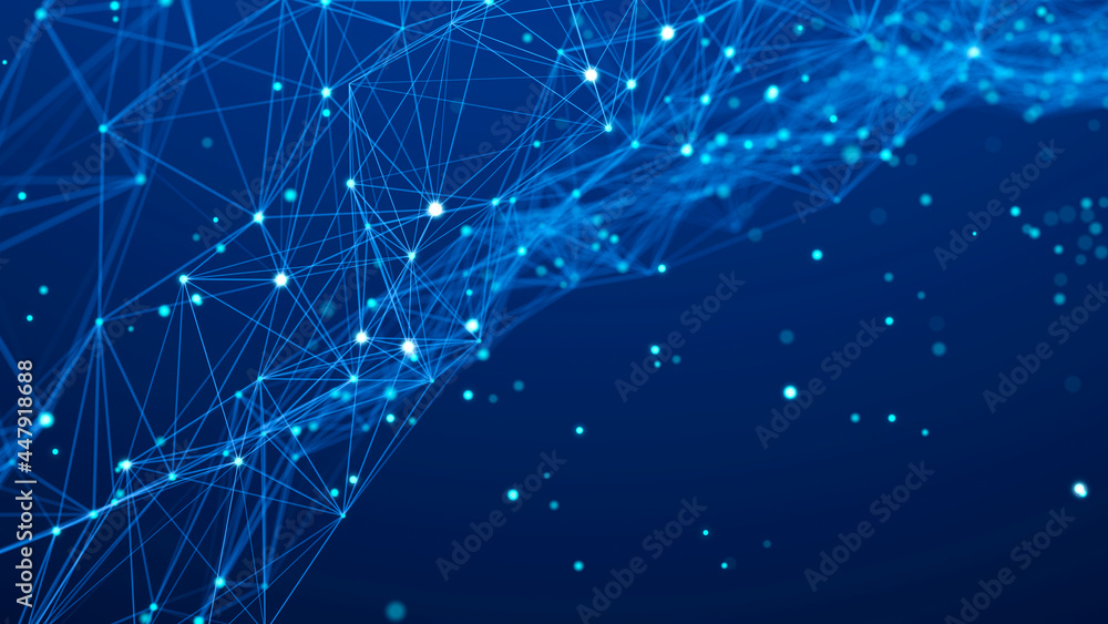 Fototapete Technology background. Abstract digital combination dots and lines. Network connection structure. 3d Widescreen