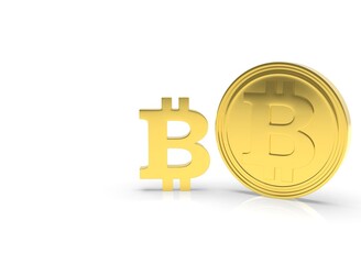 gold coin with the bitcoin sign 3d-rendering