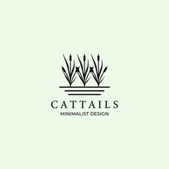 cattails logo icon design minimalist vector illustration wave