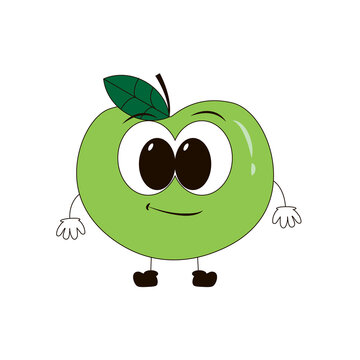 cartoon apple with a smile