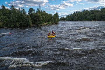 Rafting on the Vuoksa River in the village of Losevo