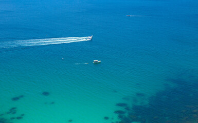 Naklejka na ściany i meble Blue sea, mountains, seascape, beach, blue lagoon. Crimea, Cape Phiolent