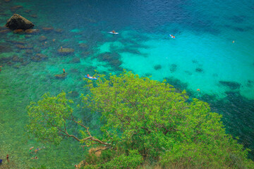 Blue sea, mountains, seascape, beach, blue lagoon. Crimea, Cape Phiolent