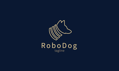 Premium golden Dog and Robot modern styles logo design
