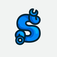 Obraz premium S letter logo made of a wrench.