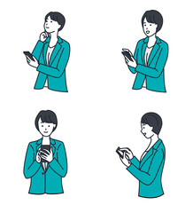 Business Woman with smartphone set