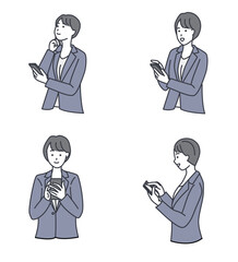 Business Woman with smartphone set