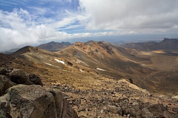 View of Mount Tongariro volcano 1,967 meters high. Tongariro National Park. New Zealand.