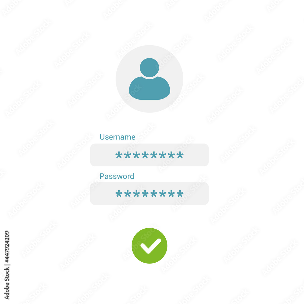 Poster flat design illustration template of login unlock screen. enter username and password for security, 