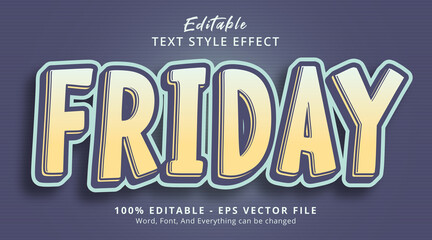 Editable text effect, Friday text on poster color style effect