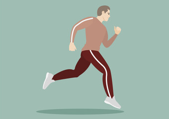 Fototapeta na wymiar Running guy or man in sportswear. Sports vector illustration. Isolated