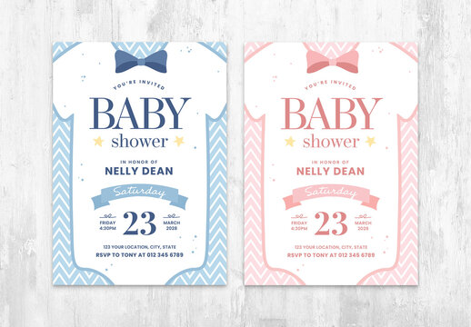 Blue and Pink Baby Shower Flyer Invite Card for Boy and Girl