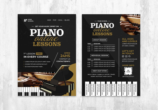Piano Lessons Flyer for Classical Music School
