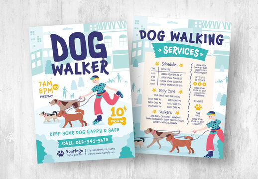 Dog Walker Flyer Banner for Dog Pet Services