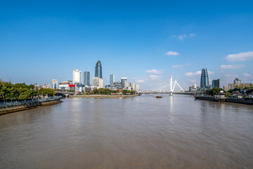 Obraz premium Urban landscape street view of Sanjiangkou, Ningbo