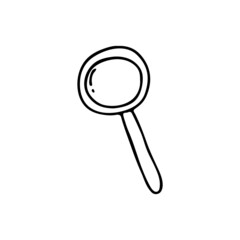Doodle image of a magnifying glass. Hand-drawn image for various designs.