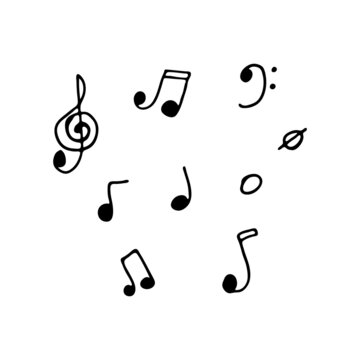 Doodle image of musical notes. Hand-drawn image for various designs.