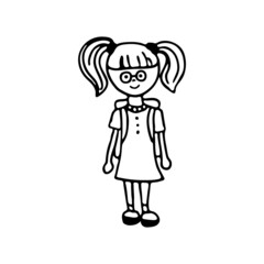 Doodle image of a schoolgirl. Hand-drawn image for various designs.