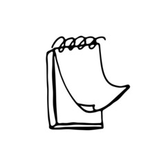 Doodle image of a notebook with spirals. Hand-drawn image for various designs.