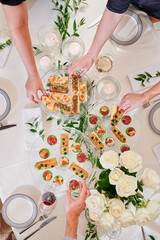 Assorted snacks on a festive New Year's table. Beautiful catering. High quality photo