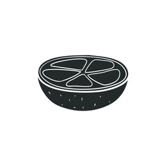 Citrus Slice Icon Silhouette Illustration. Dessert Fruit Vector Graphic Pictogram Symbol Clip Art. Doodle Sketch Black Sign.