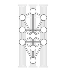 Kabbalah symbol with three columns. Line design icon. Ancient Jewish Sign. Vector illustration EPS 10 isolated on white background - 447927660