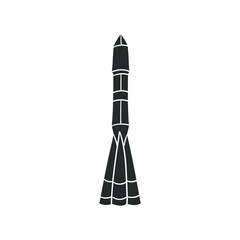 Space Rocket Icon Silhouette Illustration. Launch Spaceship Vector Graphic Pictogram Symbol Clip Art. Doodle Sketch Black Sign.