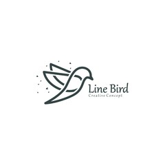 Line Bird Fly Modern Feminime Logo Template