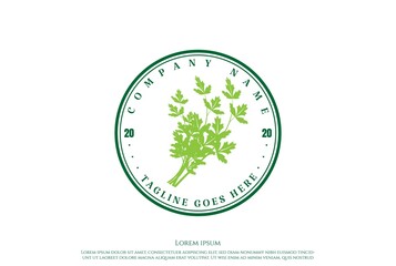 Vintage Retro Green Celery Parsley Vegetable Logo Design