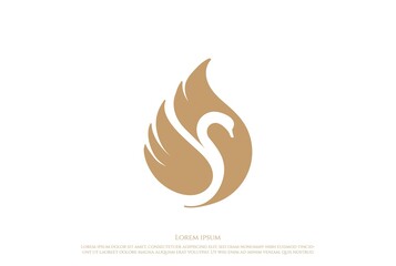 Elegant Luxury Golden Swan Logo Design