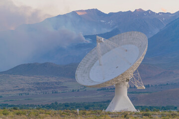 Owens Valley Desert Mountains, California Radar Dish Observatory Wildfire  Fire Lone Pine