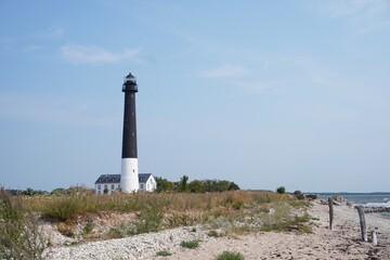Fototapeta premium Sorve lighthouse in Saaremaa islands, Estonia, travel, sightseeing concept.