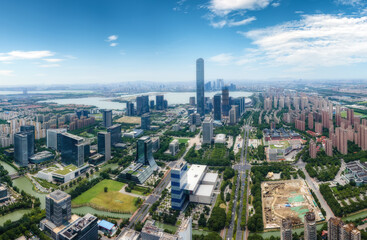 Fototapeta na wymiar Aerial photography of modern architectural landscape in the east of Suzhou Lake