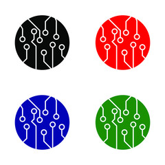 Microcircuit icon, processor icon, technology symbol. Motherboard, chip icon, vector illustration