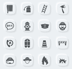 Fire brigade icons set