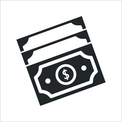 Flow, money, capital, currency, funds icon. Black vector graphics