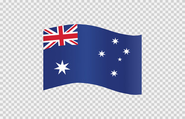 Waving flag of Australia isolated  on png or transparent  background,Symbol of Australia,template for banner,card,advertising ,promote, TV commercial, ads, web, vector illustration
