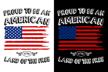 American Typography T-Shirt Design With Flag