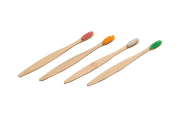 Bamboo toothbrush isolated on a white background.
