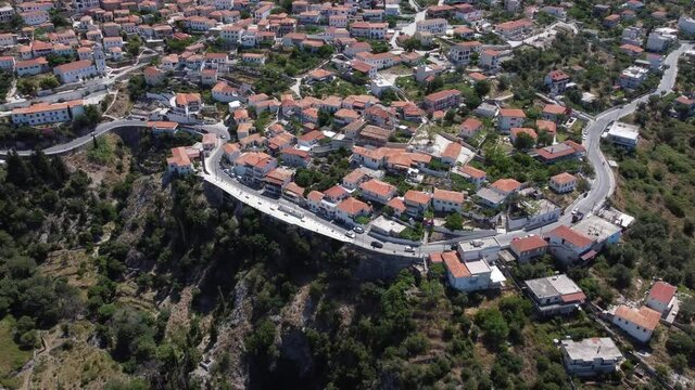 Aerial photo of the coastal village and the beach of Dhermi Albania